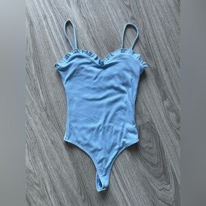 Blue ribbed bodysuit